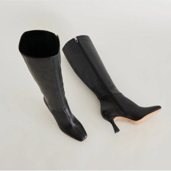 NEW DOLCE VITA Leather Gyra High Shaft Wide Calf Boots in DARK OLIVE 925 6t3 - Picture 6 of 10